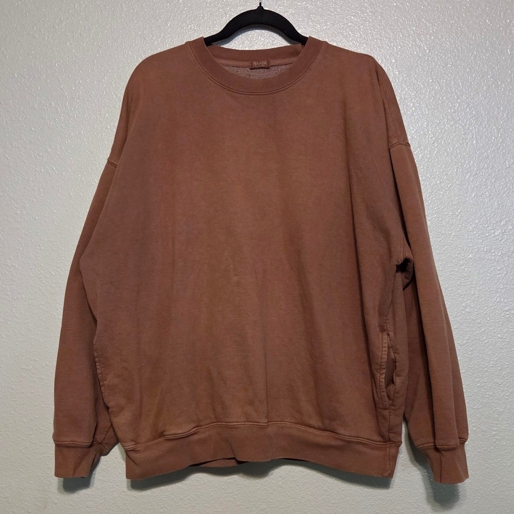 John Galt Erica Sweatshirt ~XL Brown Oversize Slouchy Loungewear Minimalist Chic